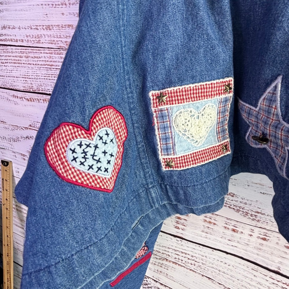 Cottagecore Vintage Denim Jumper Dress Blue Cotton Patchwork Size XL - Picture 6 of 16
